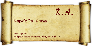 Kapás Anna névjegykártya